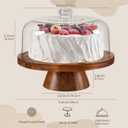 HBlife Cake Stand with Glass Lid (11.4"), Multifunctional Cake Stand with Dome, Acacia Wood 6-in-1 Cake Plate Display Stand with Cover for Baking Gifts, Birthday Kitchen Parties, Weddings