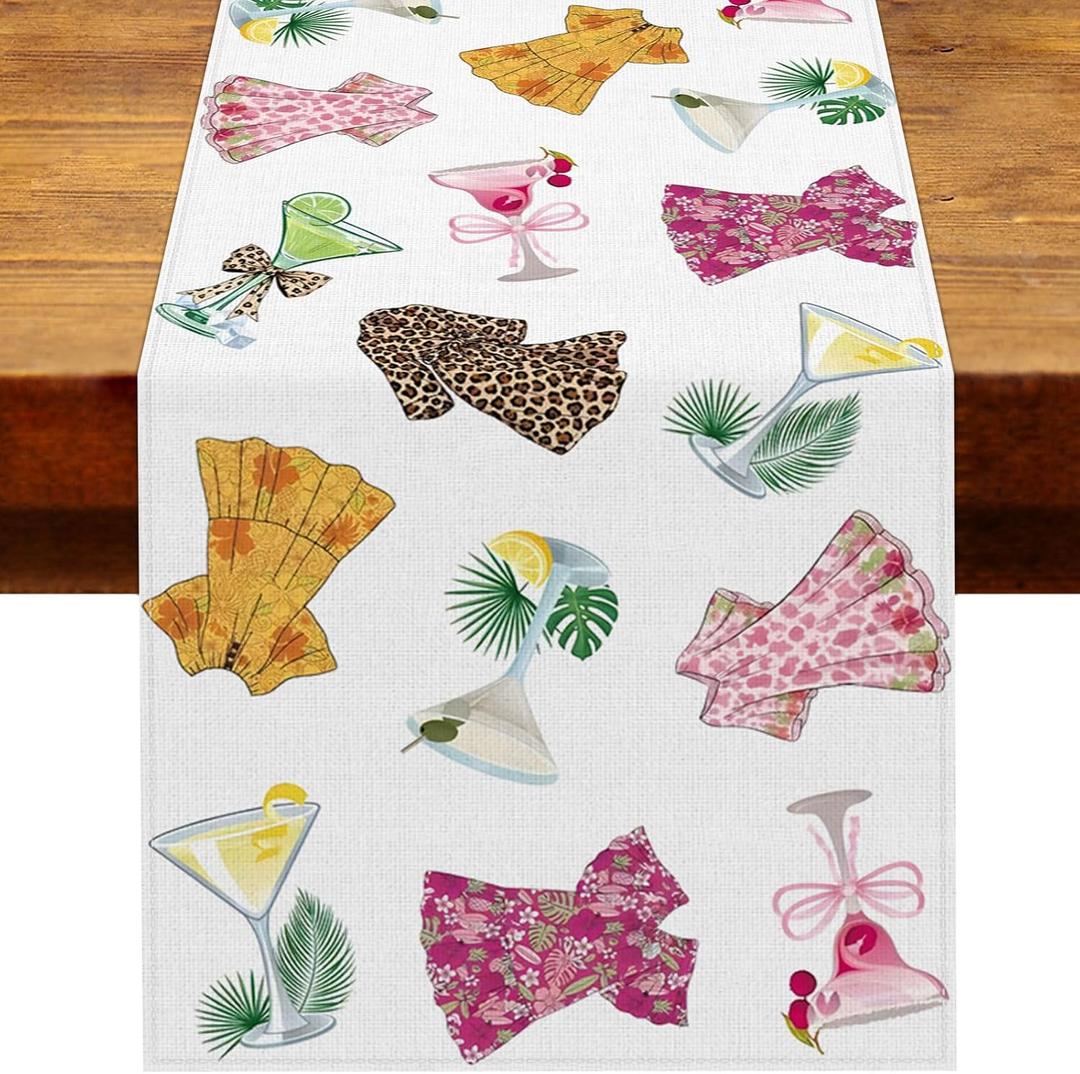 Moo Moos and Margaritas Party Decorations Table Runner Pajama Mexican Fiesta Girls Ladies Night Bachelorette Bridal Shower Home Kitchen Decor