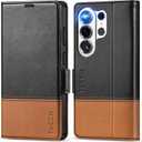 TUCCH Case Wallet for Galaxy S26 Ultra 5G, Magnetic PU Leather Stand [RFID Blocking] 4 Card Slot Folio Protective Cover with TPU Shockproof Inner Shell Compatible with Galaxy S26 Ultra, Black & Brown