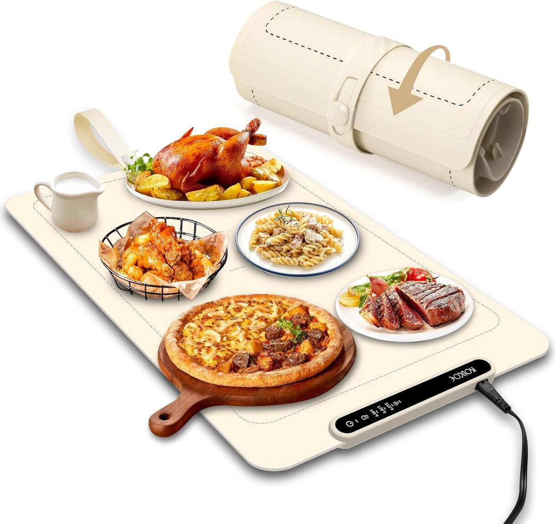 Food Warming Mat,Electric Warming Tray Food Warmer with Adjustable Temperature,Rollable Potable Silicone Heating Mat for Food,Versatile Kitchen Gadgets Home Essentials for Buffet Party Gathering