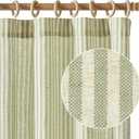 jinchan Linen Curtains for Living Room 96 Inches Long Sage Green Striped Curtains for Bedroom 2 Panels Ticking Stripe Pattern Light Filtering Drapes Farmhouse Rustic Window Treatment Back Tab 38"Wide