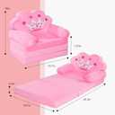MOONBEEKI Kids Couch Fold Out, Foldable Princess Chair for Toddlers 1-3, Sofa Bed for Kids Folding Toddler Bed Lounger Chair for Bedroom Pink