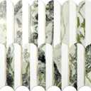 Vamos Tile Peel and Stick Backsplash Seamless Tile,10-Sheets Stick on Backsplash for Kitchen and Bathroom, Pure White+Ice Green Marble+Light Gold PVC Self Adhesive Mosaic Tiles