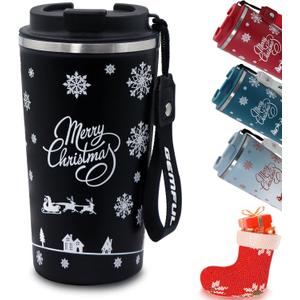 GEMFUL Stainless Steel Travel Coffee Tumbler for Men Husband 17oz Reusable Insulated Coffee Mug for Chirstmas Gifts Xmas Presents (Black)