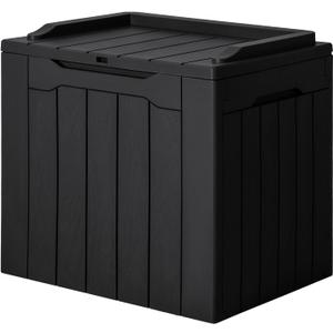 JUMMICO 31 Gallon Resin Deck Box Waterproof Indoor Outdoor Storage Boxes for Patio Furniture Cushions and Garden Tools (Black)