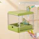 septillar Bird Feeder and Bath for Cage, Hanging Bird Bathtub Bath Shower Box Bowl, Bird Cage Accessories Suitable for Small Medium Birds, Parrots, Lovebirds, Finches, Parakeets, Mannikin (Green)