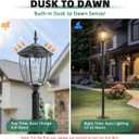 Kaqur 79" Solar Lamp Post Light, Dusk to Dawn Outdoor Waterproof Pole Lights, 3000K/4000K/6000K Vintage Black Solar Powered Column Lighting Fixtures for Garden, Patio, Pillar, Pathway, Yard, Lawn