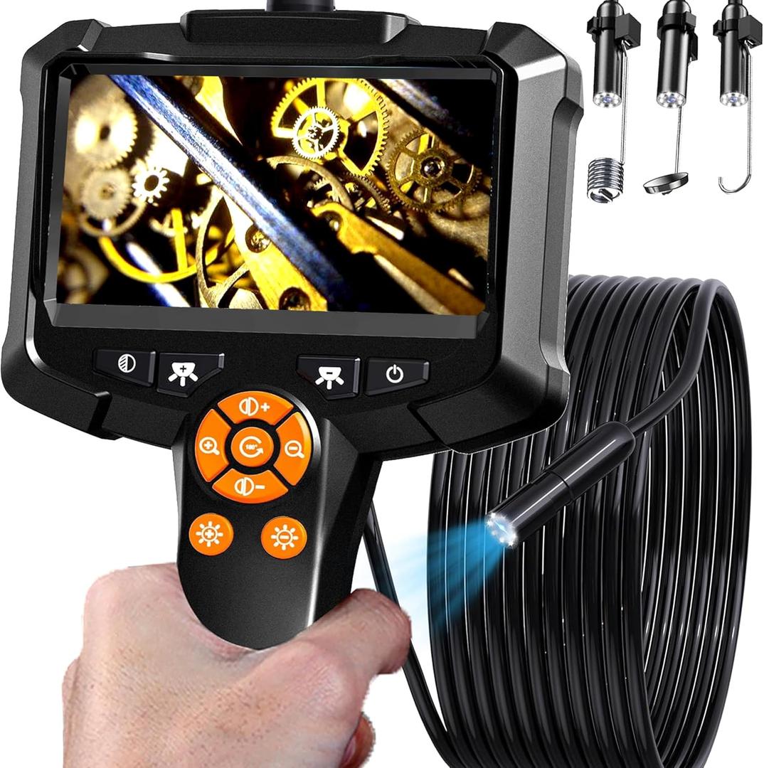 Daxiongmao Endoscope Camera with Light, 1080P HD Borescope with 8 Adjustable Lights, IP67 Waterproof Snake Camera, Ideal for Inspecting Walls, Vents, Automotive Engines, Pipes - Tool for Men (16.4 ft)