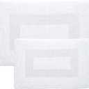 Bathroom Rugs - 2-Piece Cotton Bathroom Mat Set - Machine Washable Bath Mats for Restroom, Kitchen, or Laundry Room by Lavish Home (White)