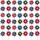 50 Pcs Plastic Rainbow Pinwheel, Party Pinwheels DIY Lawn Windmill Set for Teenagers Toy Garden Party Lawn Decor, Assorted Color