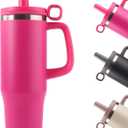 40oz Tumbler, Insulated Stainless Steel Water Bottle with Straw, Cover Cap, Leak Proof Travel Tumbler with Handle, BPA-Free, Cupholder Friendly, Gifts for Women & Men, Passion Pink