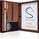 STYLIO Zipper Padfolio Portfolio Binder Organizer (Tan Color) | Faux Leather Portfolio for Resume, Documents, Phone, Tablet, Business Supplies and Cards | Letter Sized Notepad Included | Brown (21.5" x 13.5" (opened up))
