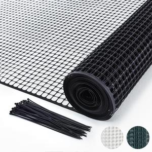 PotatoLife Plastic Hardware Mesh Netting, Garden Netting, Temporary Fence, Tree Guards, Safety Net for Balcony, Deck, Stair Railing, Animal Barrier, Poultry, Deer, with 50 Zip Ties, 40'' x 25', Black