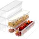 6 Pcs Pasta Container BPA-Free Noodle Food Storage Spaghetti Keeper Box with White Cover Rectangular Chopstick Storage Box Sealed Noodle Canisters for Refrigerator, Kitchen Pantr