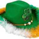 St. Patrick's Day Shamrock Green Decorative Hat, Irish Frayed Cowboy Hat, Suitable for Cosplay Parties, Gatherings, Holidays, and Birthday Gifts