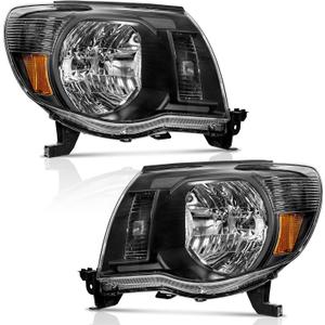Headlights Assembly Compatible with 2005-2011 Tacoma Headlights Assemblies for 05 06 07 08 09 10 11 Tacoma Replacement Automotive (Clear Lens I Black Housing I Amber Reflector)