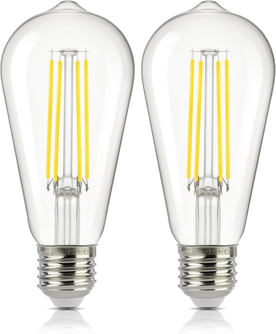 ALAMPEVER ST19 Dusk to Dawn LED Outdoor Light Bulb, 1400LM Sunlight Sensor Light Bulbs, 8W (100W Equivalent), 5000K Daylight White, Automatic Light Bulb for Porch, Patio, Garage, 2 Pack, Non-Dimmable