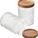 Retro Transparent Sealed Jars 2pcs Candy Container with Wooden Lid Jar Lid for Storage