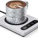 Maestri House Coffee Mug Warmer with 4 Temp Settings & 1-12 Hour Timer, Auto Shut Off for Desk, Smart Electric Beverage Warmer, Candle Melter for Home and Office, ETL Listed (Silver)