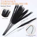 Suncalla 72 Pcs Black Pampas Grass Decor 21.7 Inches Faux Tall Pampas Grass Bulk Artificial Dried Flowers Black Feathers for Vase Filler Home Boho Decor Halloween Wedding Party Gothic Bathroom Wall