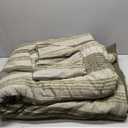 Wonderful Army Green Comforter Set Queen Size, Yarn Dyed Farmhouse Striped Cotton Lightweight Boho Comforter with Pillow Shams, Fluffy Bedding Set for All Season