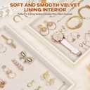 Beige Velvet Jewelry Tray for Drawers Black Jewelrys Display Tray Stackable Jewelry Organizer Trays for Necklace Bracelet Ring Watch (2 Pack)