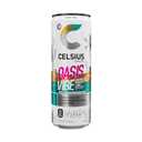 CELSIUS OASIS VIBE Sparkling Prickly Pear Lime, Sugar Free Energy Drink, 12 Fl Oz (Pack of 12)