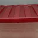 IRIS USA 94 Qt. Stackable Plastic Storage Bins with Lids, 2 Pack - BPA-Free, See-Through Organizing Solution, Latches, Durable Nestable Containers, Secure Pull Handle, Made in USA - Red