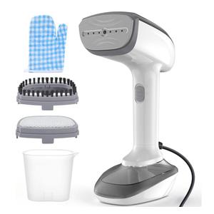 Powerful Handheld Fabric Steamer - 1800W with Fast Ceramic Heat-Up Plate, 2-in-1 Ironing & Wrinkle Remover, Steam Nozzle, Lint Brush - White, for US 120V Only