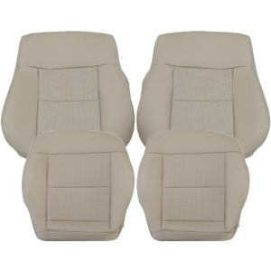 SecosAutoparts 4PCS Front Both Side Bottom & Top Seat Cover Tan Leather Compatible with Mercedes Benz E-Class E200 E250 E300 E350 2010 2011 2012 2013 2014 2015 2016