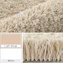 Yimobra Bathroom Rugs Non Slip Washable, Ultra Soft and Water Absorbent Bath Mats, Plush Fluffy Shower Mat Outside, Microfiber Thick Matts for Bathroom Floor/Sink, 24x17, Light Beige and White
