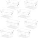BALEINE Clear Plastic Storage Bins, Pantry Organization, BPA Free Stackable Refrigerator Organizers and Storage with Handles for Kitchen Fridge Cabinet Bathroom (8PK, 9.5x5.5x4.5)