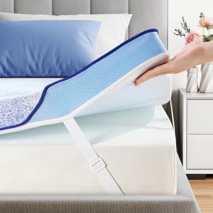 PERLECARE 3-Inch Queen Memory Foam Mattress Topper - Medium-Firm Bed Pad for Back Support & Pressure Relief, Washable Topper with Sheet Clips, CertiPUR-US & Oeko-TEX Certified