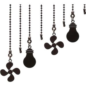 Ceiling Fan Pull Chain Set, 4 Pieces Bulb and Fan Pattern Pull Chain Extension, 12 Inch Chain Extender With Ball Chains Connector (ORB)