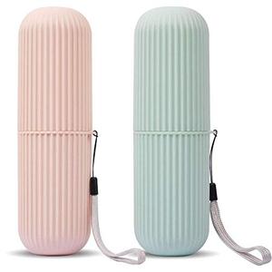 UCEC Travel Toothbrush Case, Toothbrush Holder Travel, Toothbrush Case for Traveling, Camping, Home, School, Business, Bathroom, 7.7" x 2.36" x 2.36" for Soft Toothbrush Up To 7.4 inch (Green, Pink) 2 Pack