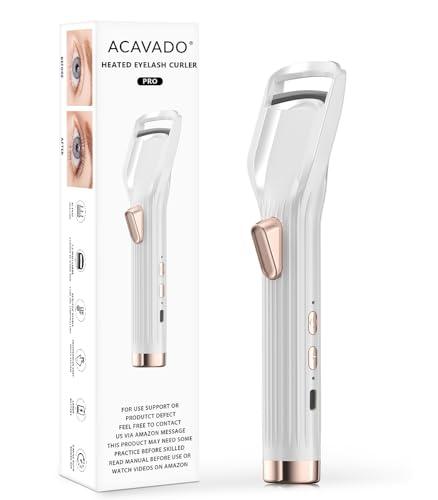 Heated Eyelash Curler - Fast Heat up in 8s - 24 Hours Long Lasting - Rechargeable Electric Eyelash Curler with Type-C, Innovative L Silicone, 2 Heat Modes, Anti-Burn Eyelid, White-G