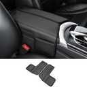Center Console Cover Compatible with Benz C Class W205 C200 C250 C300 2015-2021 GLC 2016-2022 Class EQC 2019-2024,Armrest Cover Pad Leather Cushion Protector with Black Storage Pocket