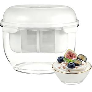 Yogurt Strainer-[2.2QT/0.56GAL]Large, [1.16QT/0.29GAL]Filter Capacity, Spring-Assisted Yogurt Filter, Stainless Steel Mesh, BPA-Free Detachable for Homemade Greek Yogurt