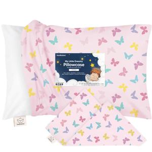 KeaBabies Toddler Pillowcase 13"x18" - Organic Cotton Toddler Pillowcase for Kids, Boys, Girls, Soft & Durable Cotton Cover for Miniature Sleepy Pillows, Cute Colors, Pillow Sold Separately (Flutter) (1pk, Standard 13x18)