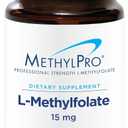 MethylPro L-Methylfolate 15 mg - L Methyl Folate, Methylfolate Supplement for Women & Men, Methylated Vitamin B9 (5-MTHF) for Brain Health, Focus, Calm - 90 Capsules (Pack of 1)