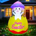 Joliyoou 5FT H Easter Inflatable Outdoor Decoration, Air-Blown Bunny in Egg with Shell on Head, Blow Up Rabbit with Built-in LED Lights for Lawn Yard Garden Holiday Party Indoor Outdoor Decor