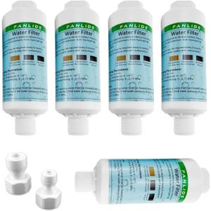 Bidet water filter for electronic bidet seats, Toilet water filter system, 1/2" Threads, 5pcs filters + 2pcs adapters, compatible with 1/2" 1/4" 3/8" Bidet water hose