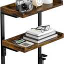 Clamp On Desk Shelf 2-Tier, Wood Shelving Unit for Office Desk/Gaming Accessories, Tabletop Book Storage Rack, Shelf for Top of Desk, Brown