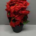 Poinsettias Artificial Christmas Flowers Red Faux Poinsettia Outdoor 15 Inch Winter Flowers for Home Office Table Decorations Indoor Outdoor Xmas Ornament