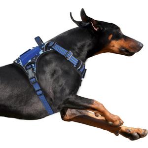 BUMBIN Tactical Dog Harness for Large Dogs No Pull, Famous TIK Tok No Pull Puppy Harness, Fit Smart Reflective Pet Walking Harness for Training, Adjustable Dog Vest Harness with Handle Blue Camo, Large (Neck: 19-25", Chest: 21-35")