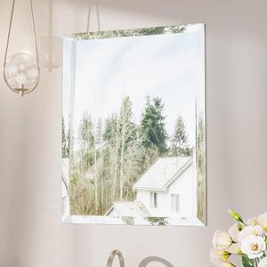 Keonjinn 16 x 24 Inch Frameless Bathroom Mirror, Beveled Mirrors for Bathroom Sink, Shatterproof Wall Mirror, Modern Decorative for Living Room, Entryway, Bedroom, Horizontal/Vertical