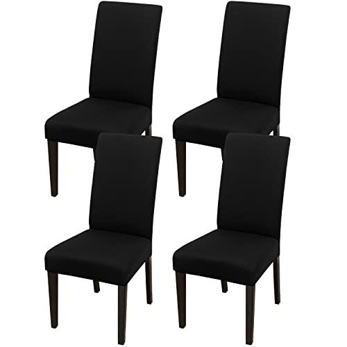 JQinHome 4 Pcs Dining Chair Slipcover, High Stretch Removable Washable Chair Seat Protector Cover for Home Party Hotel Wedding Ceremony