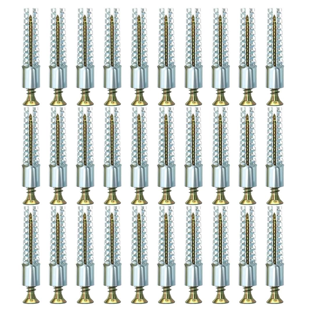 Heavy Duty Wall Anchors and Screws Kit, 50 Sets/100 Pieces, for Concrete, Hollow and Wooden Wall Mounting (8MM 50sets)