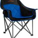 FAIR WIND Oversized Padded Camping Chair Heavy Duty Quad Fold Arm Chair Portable for Outdoor - Support 450LBS, Blue (Single Pack)