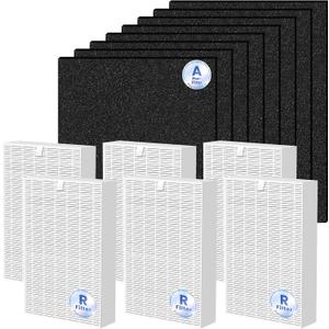 HPA100 Replacement Filter Compatible with Honeywell HPA100/200/300 Air Purifier, 6 HEPA Filters and 8 Carbon Pre-Filters, H13 True HEPA High-Efficiency Activated Carbon Filter for PET Home Large Room